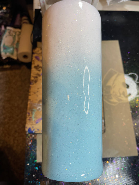 34oz Light Blue Ombré Straw Tumbler